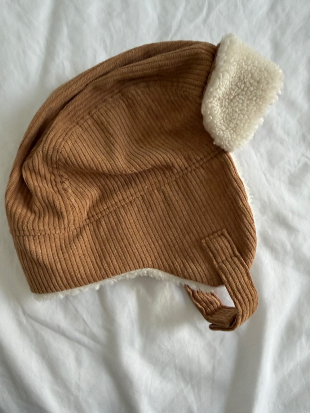 Kids Brown Corduroy Sherpa-Lined Trapear Hat 6-12months - Picture 1 of 6